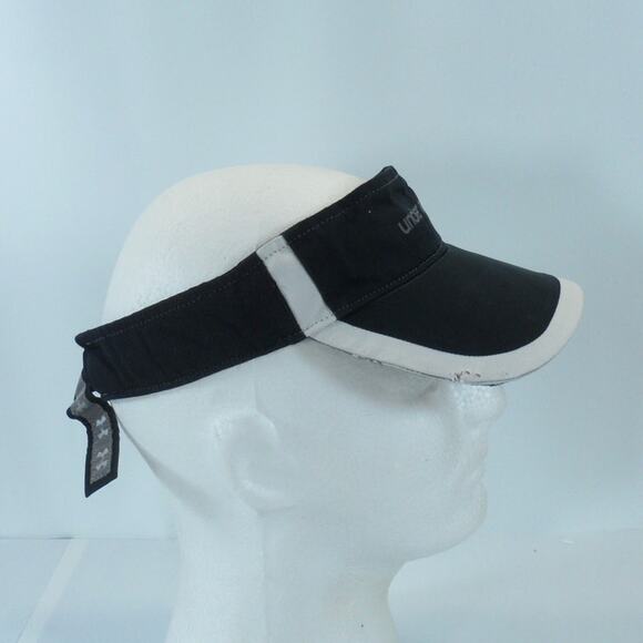 Under Armour Run Lightweight Strapback Sun Visor Cap Hat Black White Heat Gear - Picture 6 of 9